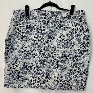 Blue Floral Mini Jean Skirt